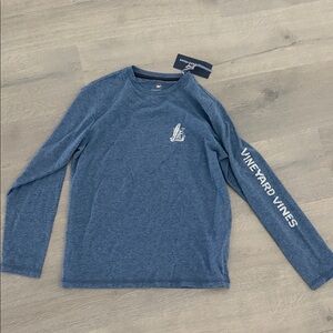 Vineyard Vines Heathered Blue Long Sleeve Tee
